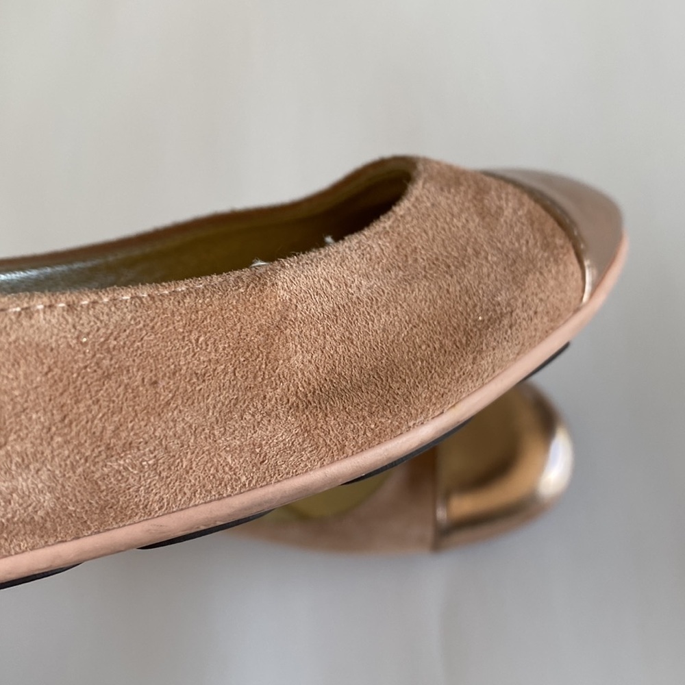 Jimmy Choo ballet flats women’s 37.5 pink/tan suede rose gold toe EUC - Picture 8 of 9